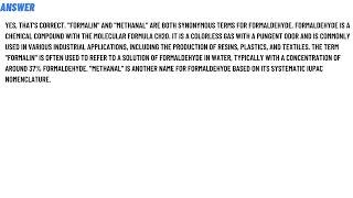 Formalin and methanal are both synonymous with formaldehyde [upl. by Prunella]