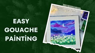 Easy gouache painting 💜   Flower garden painting   Beginners tutorial   Stepbystep tutorial [upl. by Intirb847]