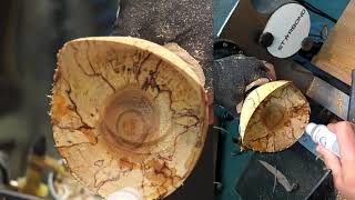 Woodturning Scoop Bowl tournage sur bois bol coupe [upl. by Ellebanna]