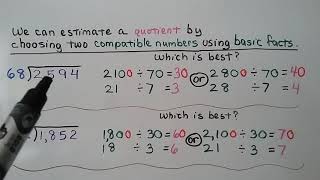 5th Grade Math 25 Estimate with 2digit Divisors Using Compatible Numbers [upl. by Fusco394]