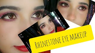 rhinestone eye makeup look tutorial ✨😍 [upl. by Oiramd]