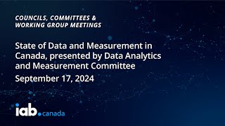 Committee Webinar State of Data and Measurement in Canada [upl. by Nahtiek]