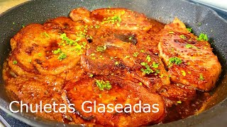 Chuletas Glaseadas  Receta fácil y rápida  Glazed Pork Chops [upl. by Fortunia278]