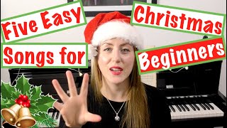 5 EASY CHRISTMAS SONGS ON PIANO FOR BEGINNERS Piano Tutorial [upl. by Faydra252]