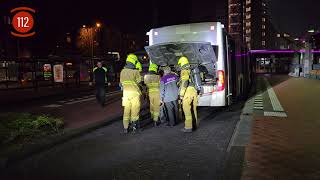 Brand in motorcompartiment van lijnbus op busstation in Wageningen [upl. by Ahsropal446]