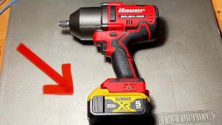 BAUER impact wrench driver using original DEWALT battery [upl. by Noirret224]