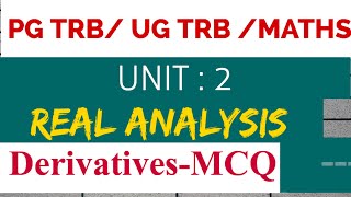 PG TRB maths UG TRBtnpscunit 2 Real Analysis derivativesmcq in tamil [upl. by Renzo286]