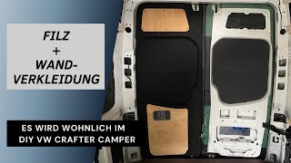 Wandverkleidung aus Sperrholz und Filz für Türen und Wände 👍🏻 DIY VW Crafter Campervan 🚐 [upl. by Lugo667]