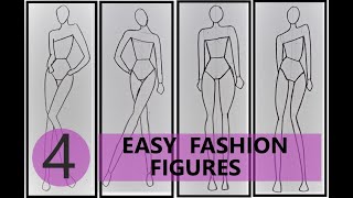 4 easy fashion figures female croquis tutorial figure step by step 9 head tutorial for beginners [upl. by Yrod]