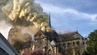 Notre Dame cathedral spire collapses [upl. by Neltiak]