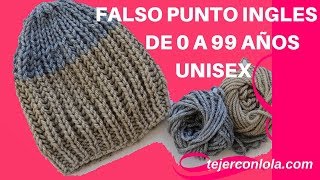 GORRO BÁSICO 🧶 de 0 a 99 años  UNISEX  FALSO PUNTO INGLÉS [upl. by Enidlareg]