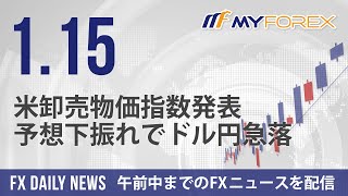 米卸売物価指数発表、予想下振れでドル円急落 2024年1月15日 FXデイリーニュース【Myforex】 [upl. by Manno]