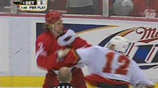 Jarome Iginla vs Derian Hatcher Mike Commodore vs Darren McCarty Apr 24 2004 [upl. by Myk601]