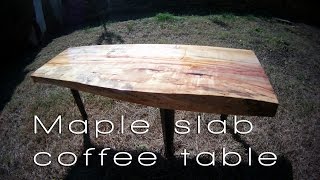 Awesome spalted maple slab coffee table  DIY easy woodworking [upl. by Costanzia961]