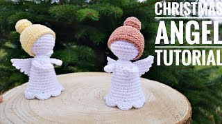 Part 1 How To Crochet Christmas Angel Engel Häkeln Anleitung [upl. by Anah]