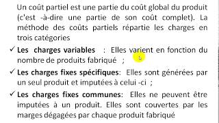 Comptabilité Analytique S3 partie 22 quot le coût partiel EP1 quot [upl. by Juieta]