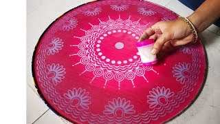 How to use Stencil for Rangoli designs [upl. by Borman]