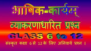 भाषिक कार्यम्  संस्कृत भाषिककार्यम् व्याकरणाधारित प्रश्न  Bhashik Karyam कक्षा 6 से 12 के लिए । [upl. by Elatnahs287]