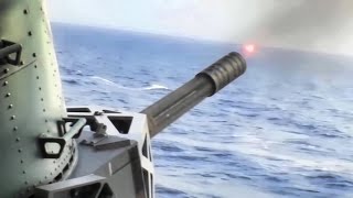 Phalanx CIWS Close In Weapons System • Live Fire Test [upl. by Neumeyer]