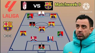 Granada vs Barcelona  Potential Line up Barcelona Matchweek 9 La Liga 20232024 [upl. by Zolly100]