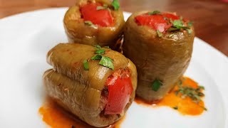 Stuffed peppers Turkish style  Dolma Recipe Real Turkish Style from housewife Turkish Dolma Recipe [upl. by Janerich]