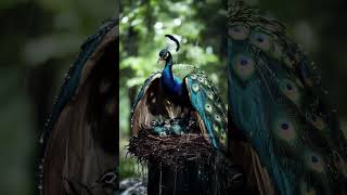 Peacock Mom Keeps Her Chicks Safe in the Rain mother birds peacock rain trending [upl. by Jahdai]