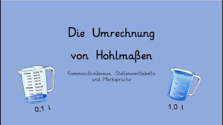 Erklärvideo zum Umrechnen von Hohlmaßen Kommaschreibweise Liter Milliliter [upl. by Toolis494]