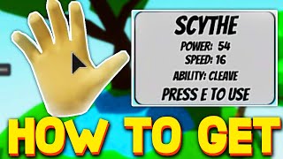 HOW TO GET SCYTHE GLOVE  BADGE in SLAP BATTLES SHOWCASE ROBLOX [upl. by Dawkins449]