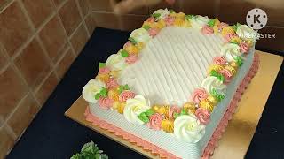 Rectangle cake decoration  Beautiful cake decoration idea  Rectangle cake [upl. by Aekal]