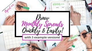 How to Draw 3 Types of Monthly Calendars in your Journal [upl. by Theron]