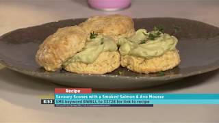 Bwell savoury scones served with a smoked salmon and avocado mousse [upl. by Aleafar247]