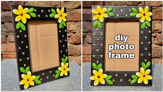 How to make photo frame at home with waste materials DIY photo frame ideas Cardboard craft diy [upl. by Cacie415]