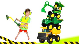 Yard work Video for Kids  Excavator Truck Tractor Lawn mowers Tools BLiPPi Toys  min min playtime [upl. by Adihaj]