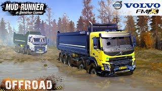 Spintires MudRunner  VOLVO FMX 2014 Towing a Broken Dump Truck [upl. by Etennaej312]