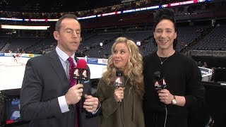 Tara Lipinski and Johnny Weir on Columbus as host city Fridays free skate [upl. by Walrath]