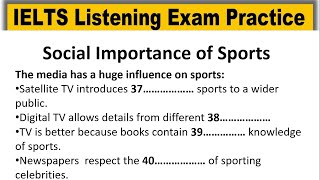 Social Importance of Sports listening practice test 2024 with answers  IELTS Real Exam Listening [upl. by Dibri182]