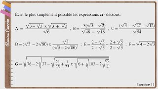 Maths  Exercice Corrigé  3ème  Racine Carrée Activités numériques  Fascicule ADEM Exercice 11 [upl. by Enelrahc]