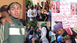 fanáticos de tekashi 69 celebrando su libertad en el palacio de justicia [upl. by Anahsal]