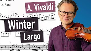 A Vivaldi  Winter Largo  The Four Seasons  violin sheet music  piano accompaniment [upl. by Eskil109]