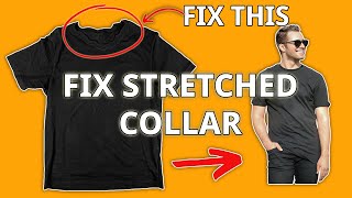 Easy hacks fix stretched tshirt neckline collar no sew 👕 [upl. by Carine]