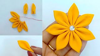 DIY New Design Fabric Flower Making in Just 3 minutes  How to Make a cloth Flower  Flower Making [upl. by Ellehsat]