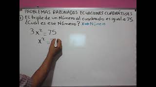 PROBLEMAS RAZONADOS DE ECUACIONES CUADRÁTICAS INCOMPLETAS PURAS PARTE I [upl. by Christina]