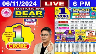 LIVE Lottery 600 PM Dear Sikkim state lottery live draw result 06112024  Lottery live [upl. by Rhett]