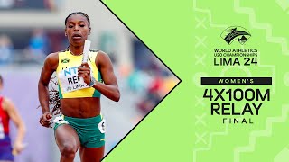 Alana Reid brings Jamaicas 4x100m team home in heats  World Athletics U20 Championships Lima 2024 [upl. by Aneeles958]