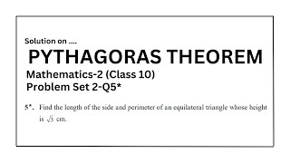 Pythagoras Theorem  Class10  Problem Set2 Q5 [upl. by Hsital302]