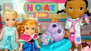 Toddler Elsa amp Anna Adopt Neonate Babies  Doc McStuffins Gives Check up Shots  Distroller Toys [upl. by Eednim]