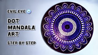 Evil Eye Dot Mandala Art  Step by Step For Beginners  Dot Mandala Art Tutorial [upl. by Eceinert]