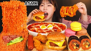 ASMR MUKBANG 편의점 직접 만든 불닭 떡볶이 양념치킨 김밥 디저트 먹방 amp 레시피 FRIED CHICKEN AND Tteokbokki EATING [upl. by Eidac]