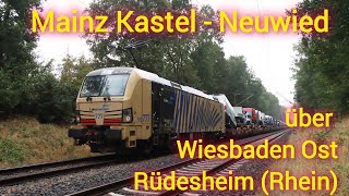 Von Mainz  Kastel nach Neuwied über Wiesbaden Ost und Rüdesheim am Rhein [upl. by Ymeon]