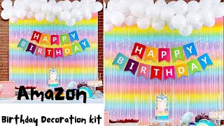 Birthday Decoration Ideas At Home Amazon Easy amp Under Budget Unicorn Birthday Party Decorations kit [upl. by Odysseus]